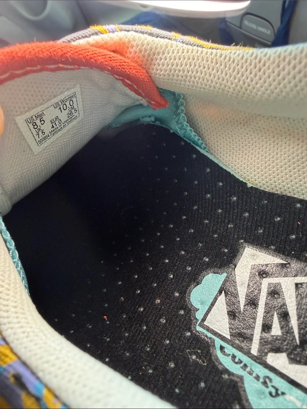 Vans Women's Orange Canvas Low-Top Sneakers with Multicolor Pattern